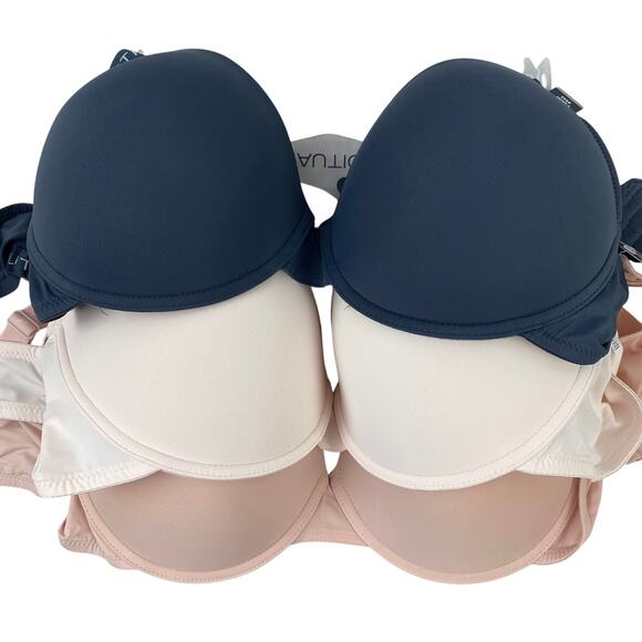 Nautica Super Soft T-Shirt Bra Set 42D 3-Pack Smooth Navy Cream Skin Tone NWT - Picture 11 of 11
